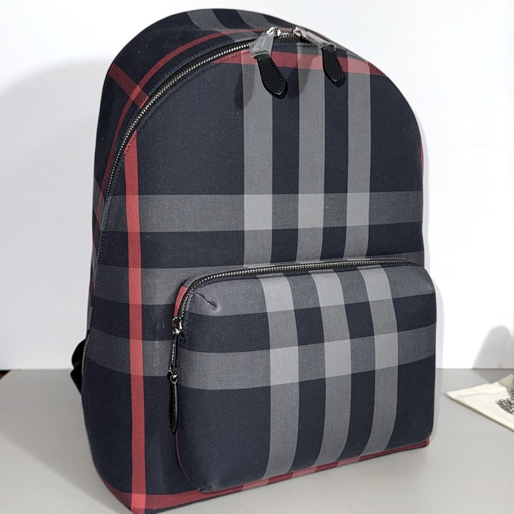 NEW $1350 Burberry NAVY and Red NOVA Check Backpack FULL SIZE GORGEOUS NWT - Picture 3 of 16